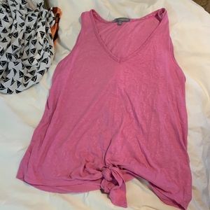 Pink sparkle tie front tank